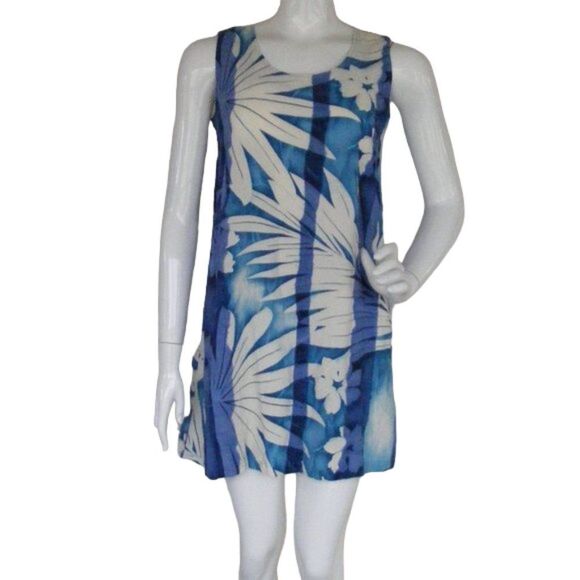 JAMS WORLD Dress, S, Veranda Print, Blue/White, Shift, Keyhole, Sleeveless - Picture 1 of 11